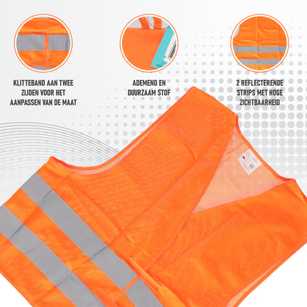 Reflecterend Veiligheidsvestje Volwassenen | Unisex Oranje, One Size (M t/m XXL), Lichtgewicht Polyester | Ideaal voor Auto, Motor, Wandelen en Hardlopen
