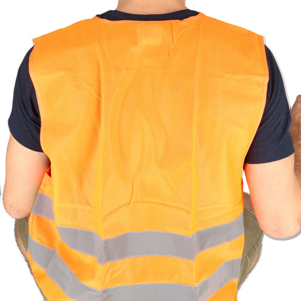 Reflecterend Veiligheidsvestje Volwassenen | Unisex Oranje, One Size (M t/m XXL), Lichtgewicht Polyester | Ideaal voor Auto, Motor, Wandelen en Hardlopen
