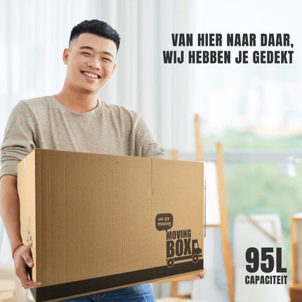 Verhuisdozen 95L - Set van 10 Verhuizen Doos Groot - 55 kg Draagkracht - 60x40x40 cm - Professioneel