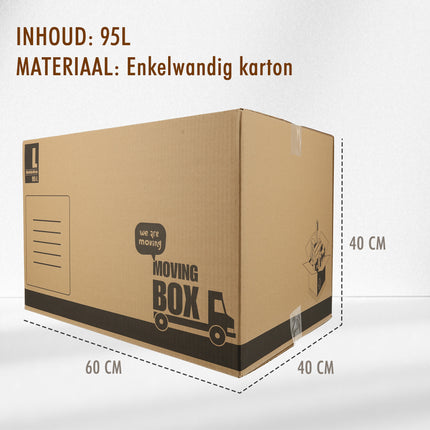 Verhuisdozen 95L - Set van 10 Verhuizen Doos Groot - 55 kg Draagkracht - 60x40x40 cm - Professioneel