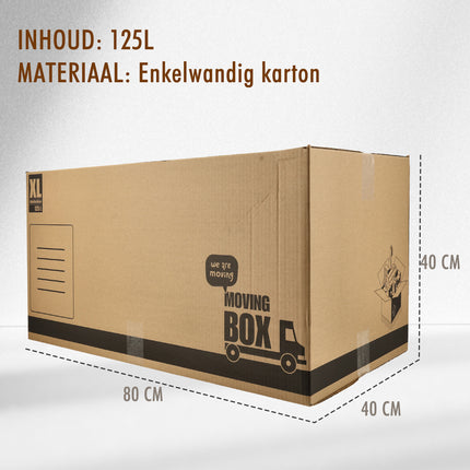 Verhuisdozen 125L - Set van 5 - Extra Grote Stevige Verhuisdozen 80 x 40 x 40 cm - 70kg Draagkracht