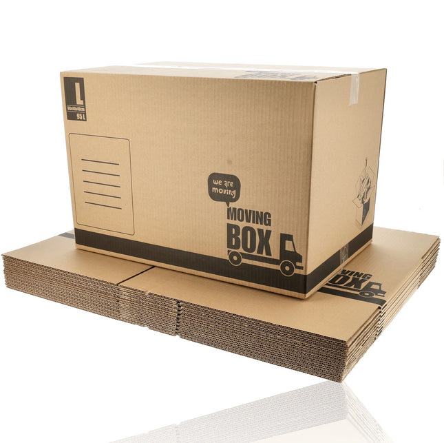 Verhuisdozen 95L - Set van 5 Verzenddoos Groot - Stevig & Ruim - 55 kg Draagkracht - 60x40x40 cm