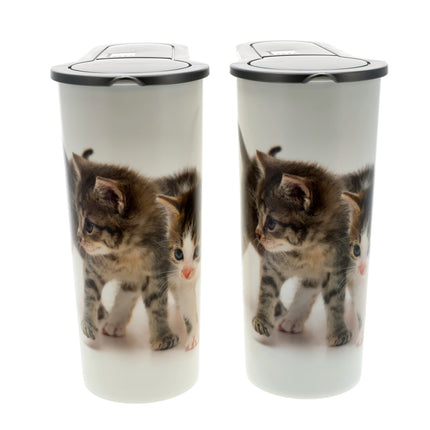 Kattenvoercontainers 4L – 4 kg - 2 stuks Droogvoeropslag – Kunststof Voedselcontainers met Deksel