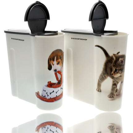 Voerbak Voedselcontainers-Kattenbak - 4L- 2 Stuks voor Katten en Honden - Brokkenbak - Geurdichte Voeropslag
