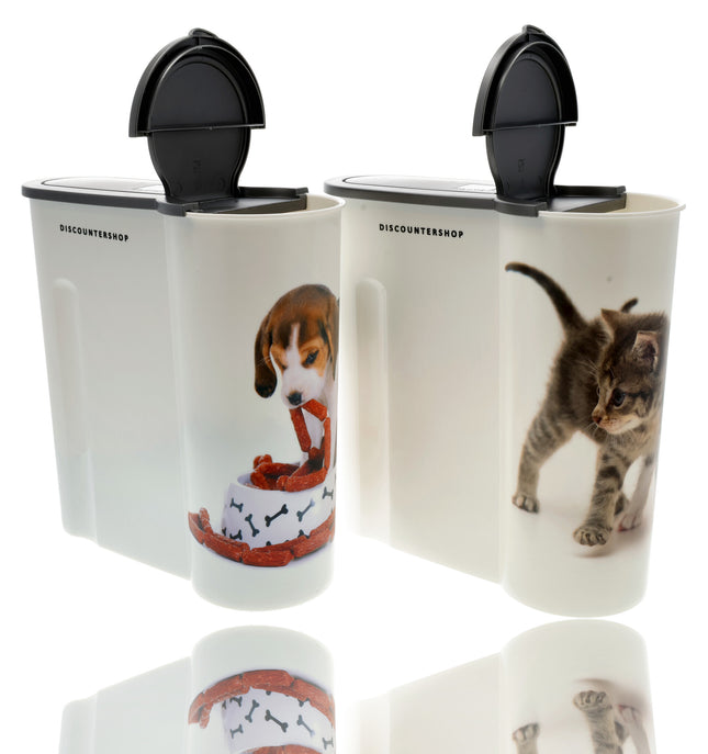 Voerbak Voedselcontainers-Kattenbak - 4L- 2 Stuks voor Katten en Honden - Brokkenbak - Geurdichte Voeropslag
