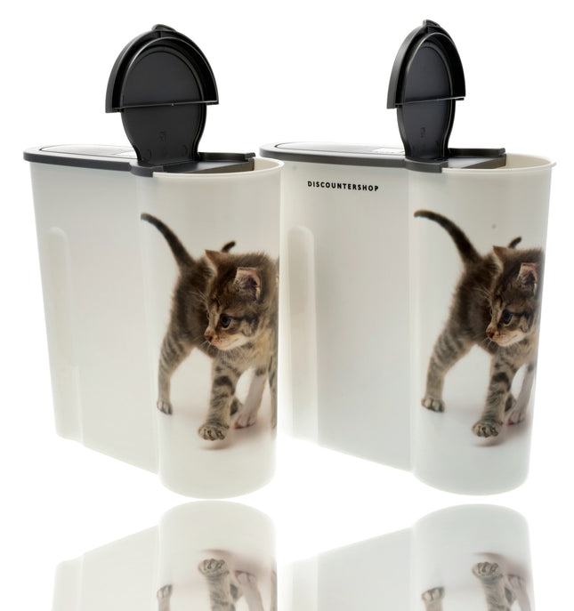 Kattenvoercontainers 4L – 4 kg - 2 stuks Droogvoeropslag – Kunststof Voedselcontainers met Deksel