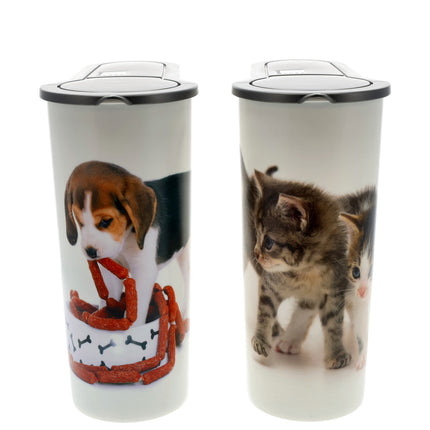 Voerbak Voedselcontainers-Kattenbak - 4L- 2 Stuks voor Katten en Honden - Brokkenbak - Geurdichte Voeropslag
