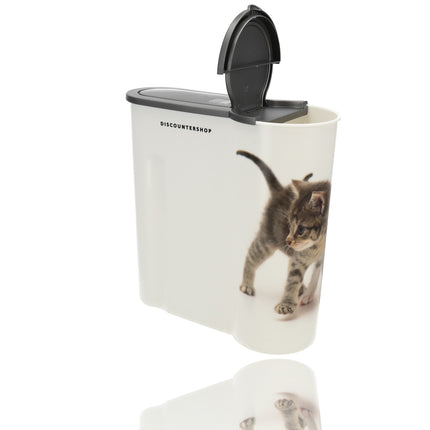 Kattenvoercontainer - Handige Opbergdoos voor Kattenvoer - 4L - Voedselcontainer - Wit - Kunststof - 25.5cm x 9.5cm 