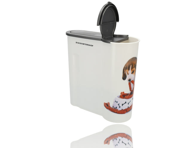 Hondenvoercontainer 4L 1 Stuks Voerbak - Droogvoeropslag met Deksel – Kunststof Wit – Voor Hondenvoer – Huisdieraccessoires
