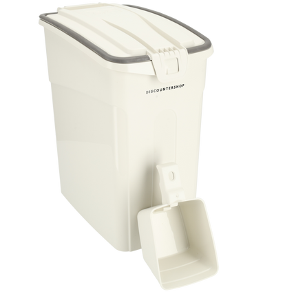 Voerbak |16 Liter | Voor Huisdieren | Beige | Handige Dierenvoeder Container voor Katten en Honden