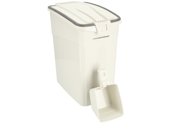 Voerbak |16 Liter | Voor Huisdieren | Beige | Handige Dierenvoeder Container voor Katten en Honden