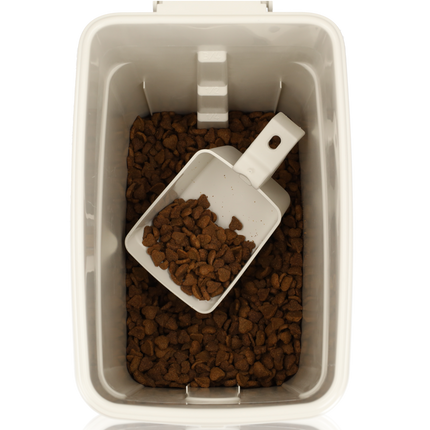 Voerbak |16 Liter | Voor Huisdieren | Beige | Handige Dierenvoeder Container voor Katten en Honden