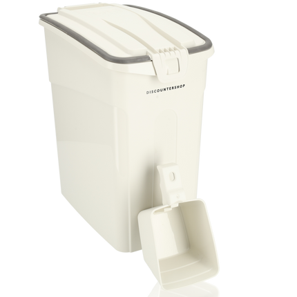 Voerbak |16 Liter | Voor Huisdieren | Beige | Handige Dierenvoeder Container voor Katten en Honden