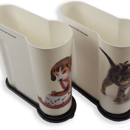 Kattenvoercontainer - Handige Opbergdoos voor Kattenvoer - 4L - Voedselcontainer - Wit - Kunststof - 25.5cm x 9.5cm 