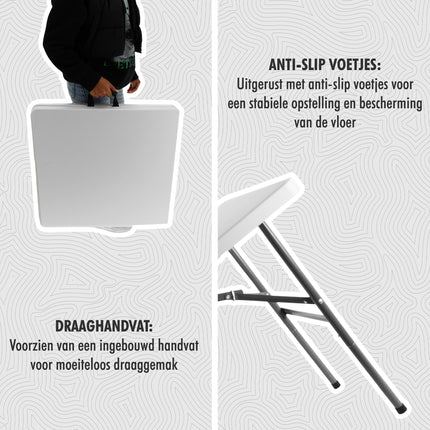 Weerbestendige Klaptafel - 123x61.5x74cm - Inklapbare Campingtafel voor Buiten - Opvouwbare Tuintafel met Handvat - Verstelbare Hoogtes, Stevige Tafel voor 2-4 Personen