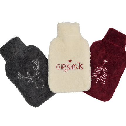 Warmte en Comfort in Een - Rode Warmwaterkruik met Hoes - Perfect voor Kerst - 21.5cm x 34.5cm