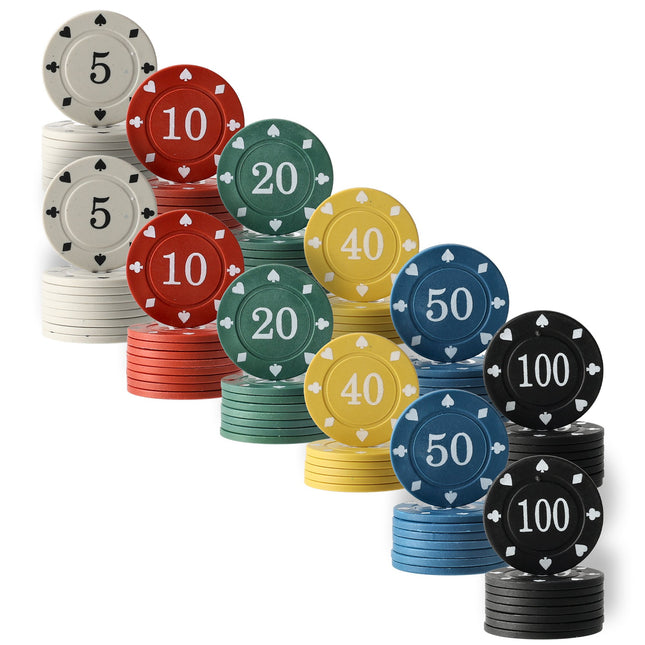 Pokerset Texas Hold'em - 96 Pokerchips voor Kaartspellen, Pokerspelletjes, Blackjack en Casino | Poker Chips Set voor Thuisgebruik en Professioneel Spel