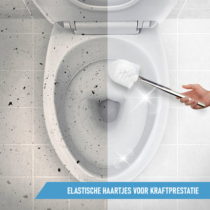 WC Borstel met Houder - Moderne Witte | Vrijstaand 38cm Hoog | Hygiënische Toiletborstel | Stijlvolle Badkamer Accessoires 