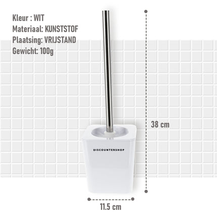 WC Borstel met Houder - Moderne Witte | Vrijstaand 38cm Hoog | Hygiënische Toiletborstel | Stijlvolle Badkamer Accessoires 