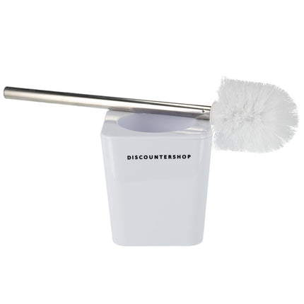 WC Borstel met Houder - Moderne Witte | Vrijstaand 38cm Hoog | Hygiënische Toiletborstel | Stijlvolle Badkamer Accessoires 