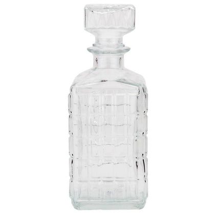 2 Stuks glazen whisky/water karaffen 1000ml - kristal - 2x Kristalglas look whiskey fles - Whiskykaraf/whiskyfles met structuur in glas