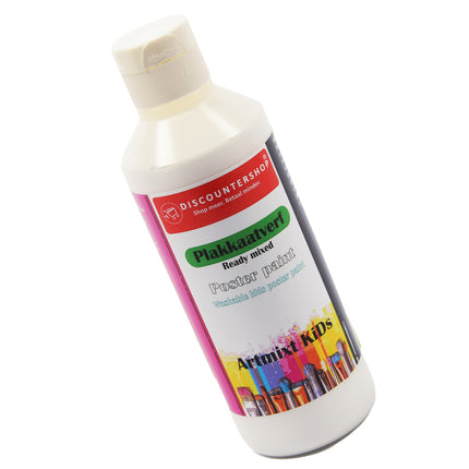 Plakkaatverf Discountershop - Plakkaatverf Basic waterbasis 250 ML - Plakkaatverf kinderen -Wit