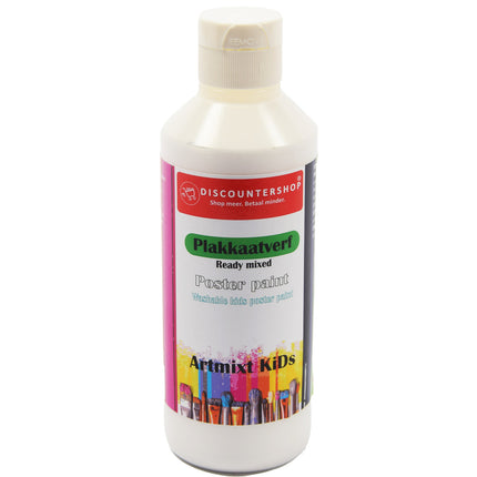 Plakkaatverf Discountershop - Plakkaatverf Basic waterbasis 250 ML - Plakkaatverf kinderen -Wit