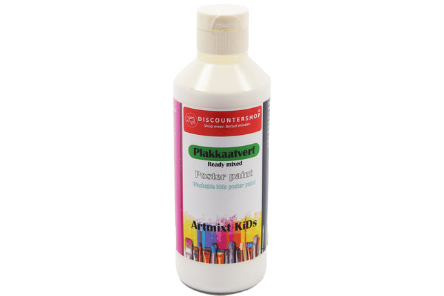Plakkaatverf Discountershop - Plakkaatverf Basic waterbasis 250 ML - Plakkaatverf kinderen -Wit