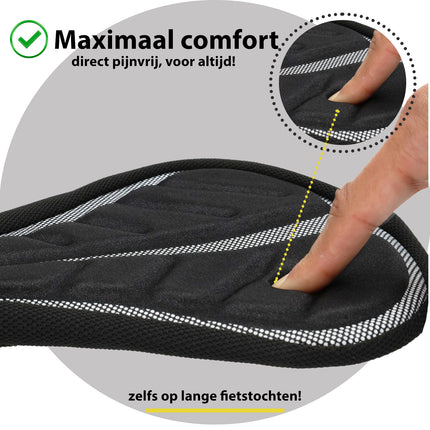 Zadelhoes Fiets 2x - Universele Gel Fietszadelhoes - Zwart Polyester - Geschikt voor Brede Zadels - 29x23x8.5cm - Fietszadel Accessoire voor Heren & Dames
