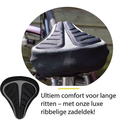 Zadelhoes Fiets - 3 Stuks- Comfort Gel Fietszadelhoes 23x29x8.5 cm - Geschikt voor Brede Zadels - Ideaal voor Stadsfiets -E-bike & MTB - Zwart - Voor Heren & Dames