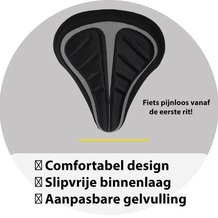 Zadelhoes Fiets 2x - Universele Gel Fietszadelhoes - Zwart Polyester - Geschikt voor Brede Zadels - 29x23x8.5cm - Fietszadel Accessoire voor Heren & Dames