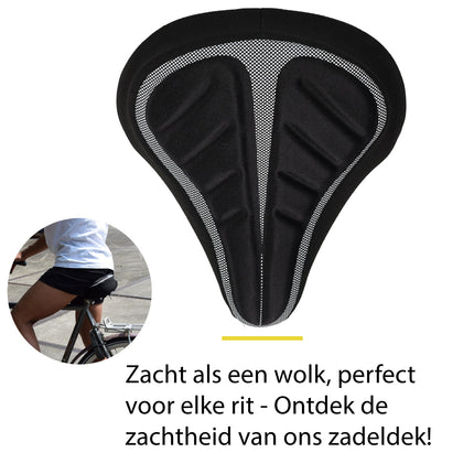 Zadelhoes Fiets - 3 Stuks- Comfort Gel Fietszadelhoes 23x29x8.5 cm - Geschikt voor Brede Zadels - Ideaal voor Stadsfiets -E-bike & MTB - Zwart - Voor Heren & Dames