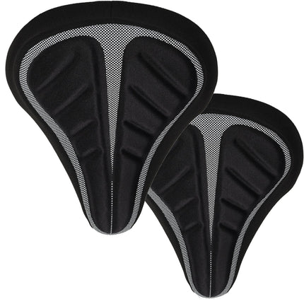 Zadelhoes Fiets 2x - Universele Gel Fietszadelhoes - Zwart Polyester - Geschikt voor Brede Zadels - 29x23x8.5cm - Fietszadel Accessoire voor Heren & Dames