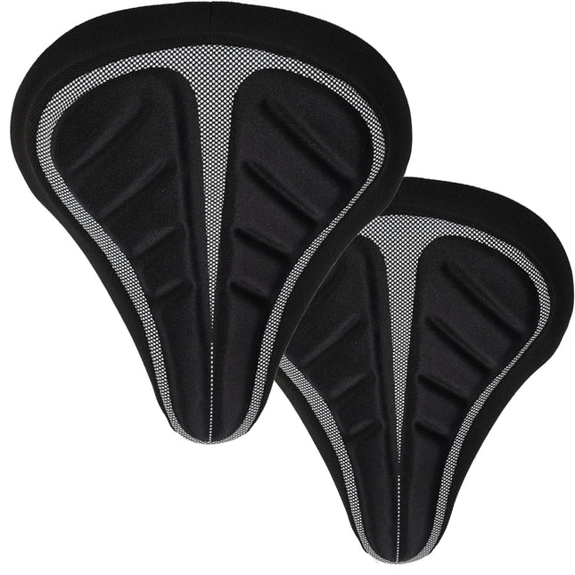 Zadelhoes Fiets 2x - Universele Gel Fietszadelhoes - Zwart Polyester - Geschikt voor Brede Zadels - 29x23x8.5cm - Fietszadel Accessoire voor Heren & Dames