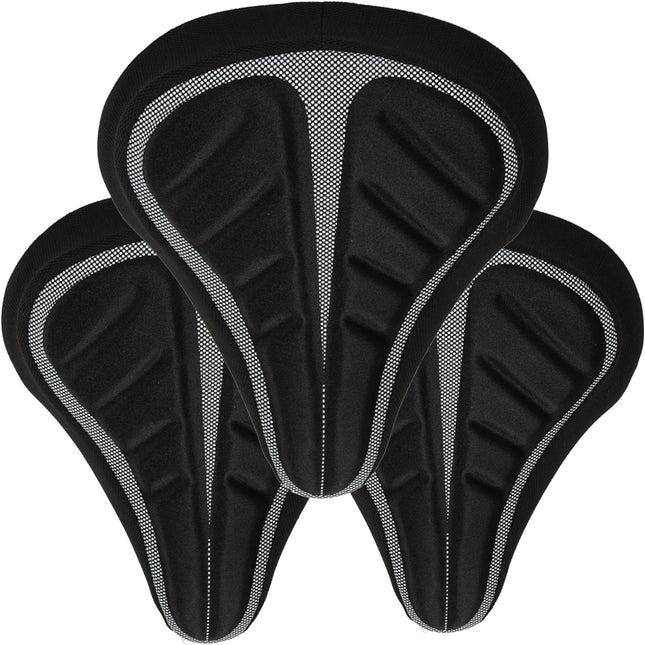 Zadelhoes Fiets - 3 Stuks- Comfort Gel Fietszadelhoes 23x29x8.5 cm - Geschikt voor Brede Zadels - Ideaal voor Stadsfiets -E-bike & MTB - Zwart - Voor Heren & Dames