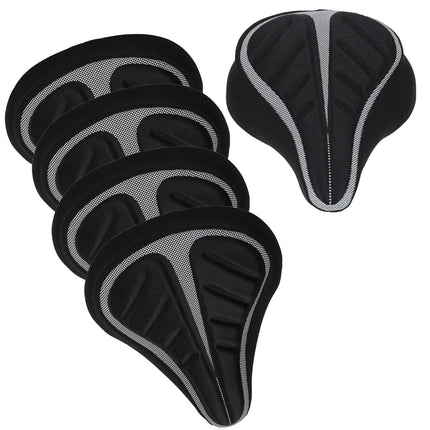 Zadelhoes Fiets 4 stuks- Universele Gel Fietszadelhoes - Zwart Polyester - 23x29x8.5cm - Fietszadel Accessoire voor Heren & Dames - Geschikt voor Brede Zadels