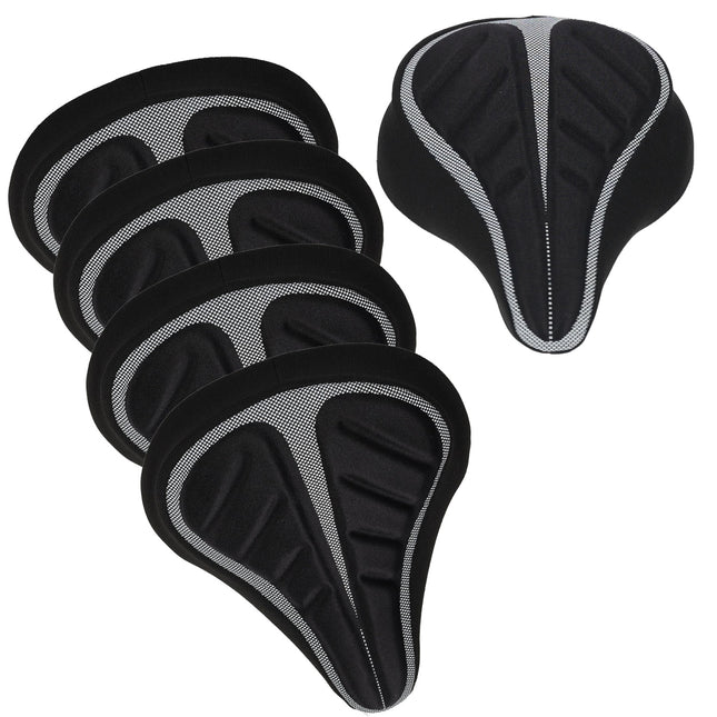 Zadelhoes Fiets 4 stuks- Universele Gel Fietszadelhoes - Zwart Polyester - 23x29x8.5cm - Fietszadel Accessoire voor Heren & Dames - Geschikt voor Brede Zadels