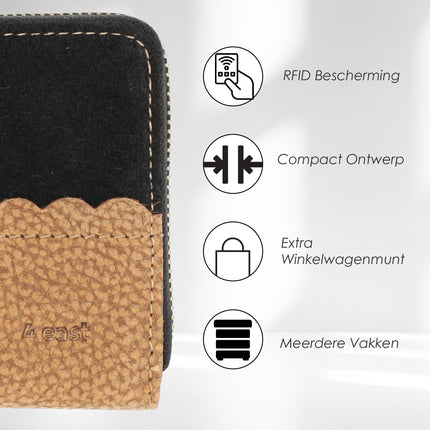 Portemonnee Dames met Ritssluiting | 20x10x2.5cm | 12 Pasjeshouders, Briefgeld & Muntvak - Cadeau voor Vrouwen & Mama | Echt Leren Portefeuille Beige voor Dames  