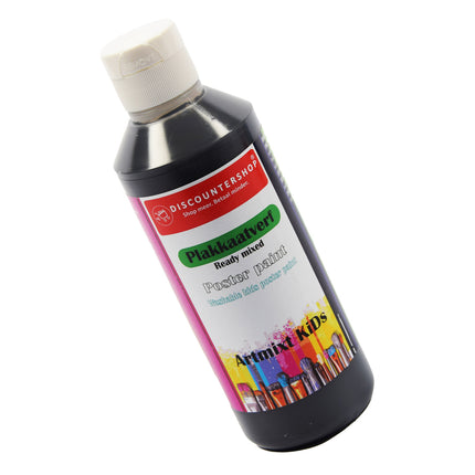 Plakkaatverf Discountershop - Plakkaatverf Basic waterbasis 250 ML - Plakkaatverf kinderen -Zwart