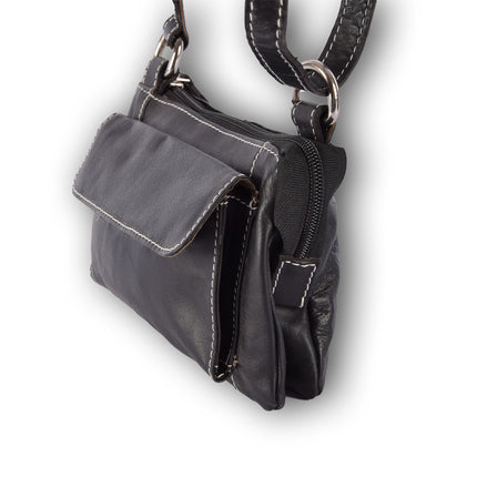 Handtasje | 13cm*18.5cm*10.5cm | Zwart | Schoudertas | Echte leer