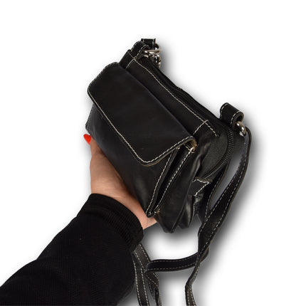 Handtasje | 13cm*18.5cm*10.5cm | Zwart | Schoudertas | Echte leer