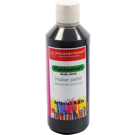 Plakkaatverf Discountershop - Plakkaatverf Basic waterbasis 250 ML - Plakkaatverf kinderen -Zwart