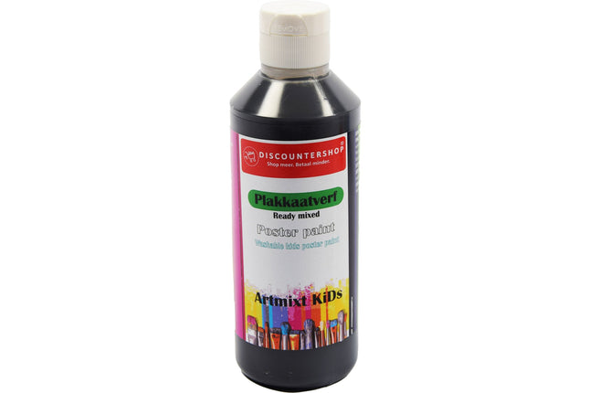 Plakkaatverf Discountershop - Plakkaatverf Basic waterbasis 250 ML - Plakkaatverf kinderen -Zwart